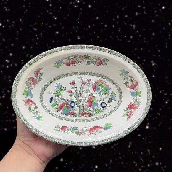 Johnson Brothers Indian Tree Oval Serving Bowl Dish Painted Ceramic England 9”W - Picture 10 of 12